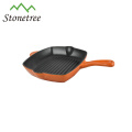 Wholesale New Blue Enamel Kitchenware Cast Iron Griddle Grill Pan